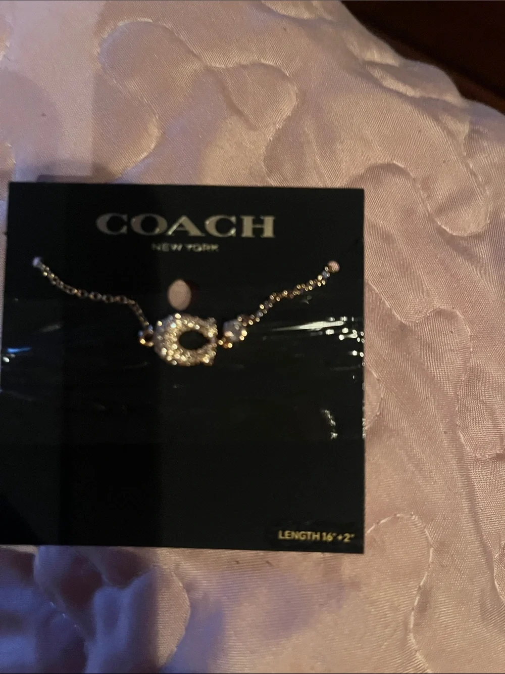 COACH Rose Gold Pavé Circle Pendant Necklace